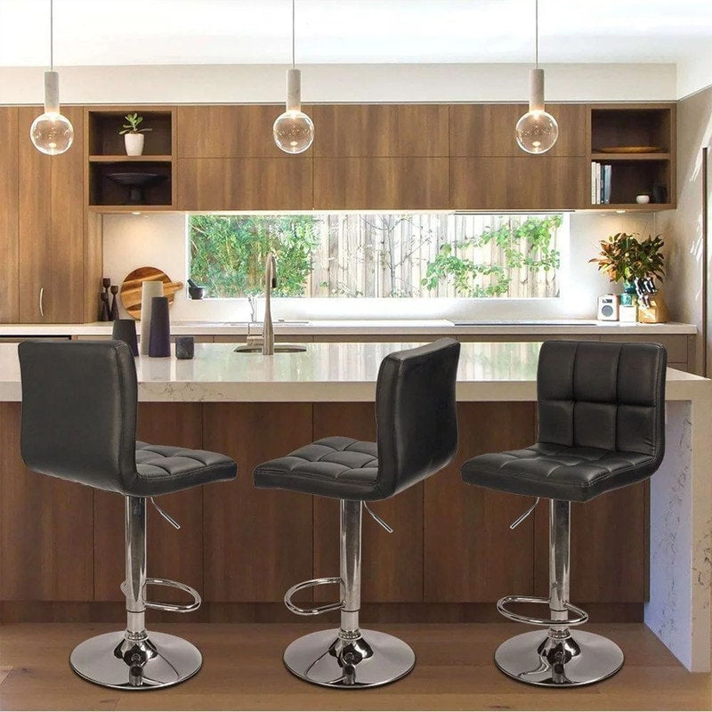 Bar Stools Adjustable Armless Swivel PU Leather Barstools Set of 2