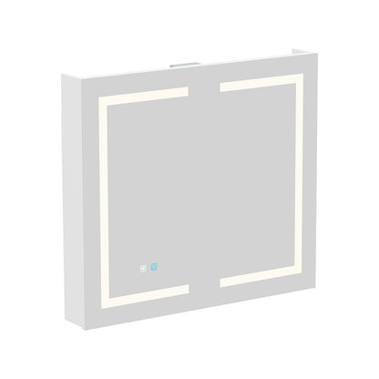 Armoire à pharmacie de salle de bain avec miroir LED antibuée 6 000 K, armoire murale blanche