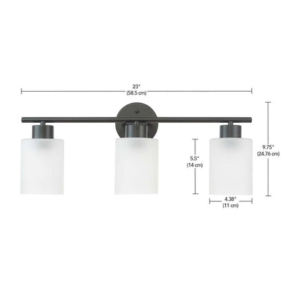 Bellevue Lydia 3 lumières 23 large lampe de salle de bain avec verre givré