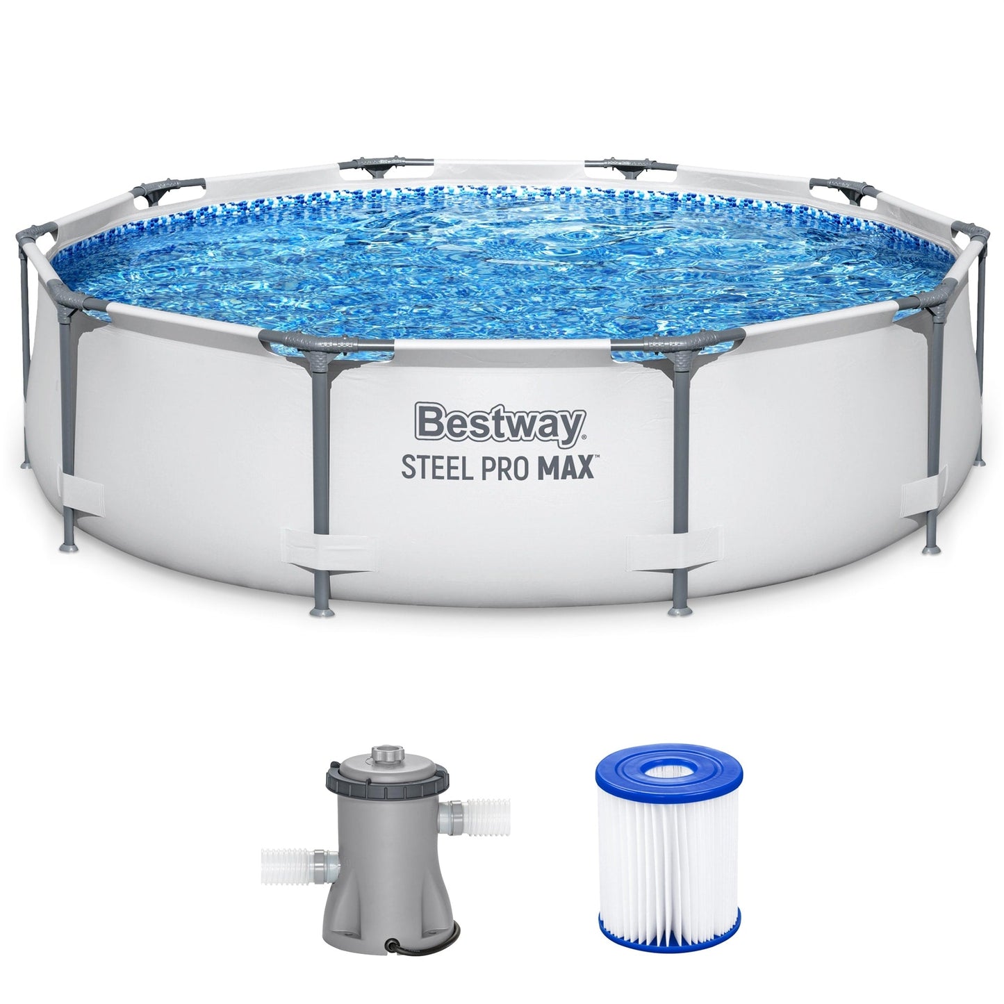 Piscine extérieure hors sol ronde Bestway Steel Pro MAX 10'x30 avec pompe - 10 pi x 30 po
