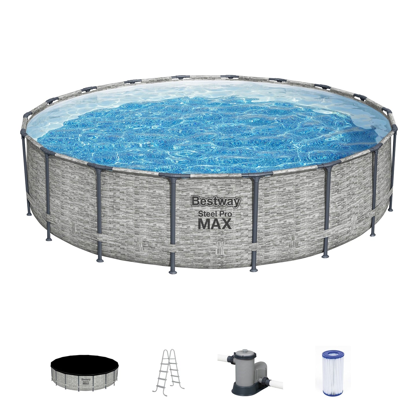 Piscine hors sol ronde Bestway Steel Pro MAX avec pompe et couverture