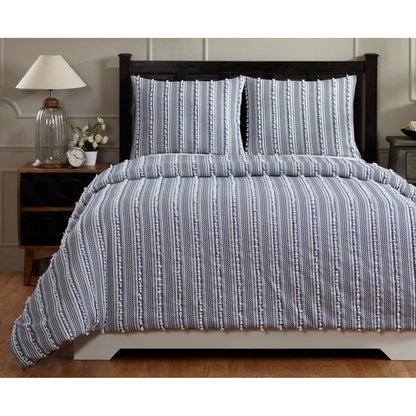 Better Trends Angelique Comforter Set 100% Cotton Tufted Soft Plush Chenille Elegant Stripes Machine Washable & Tumble Dry