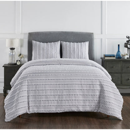 Better Trends Angelique Comforter Set 100% Cotton Tufted Soft Plush Chenille Elegant Stripes Machine Washable & Tumble Dry