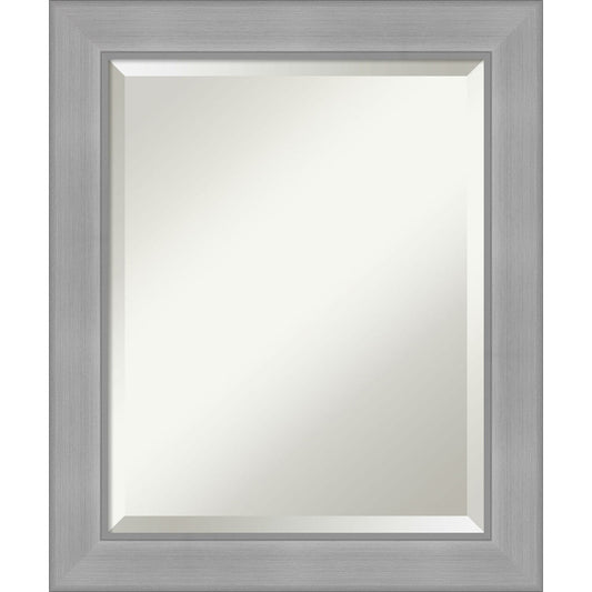 Beveled Bathroom Wall Mirror - Vista Brushed Nickel Frame