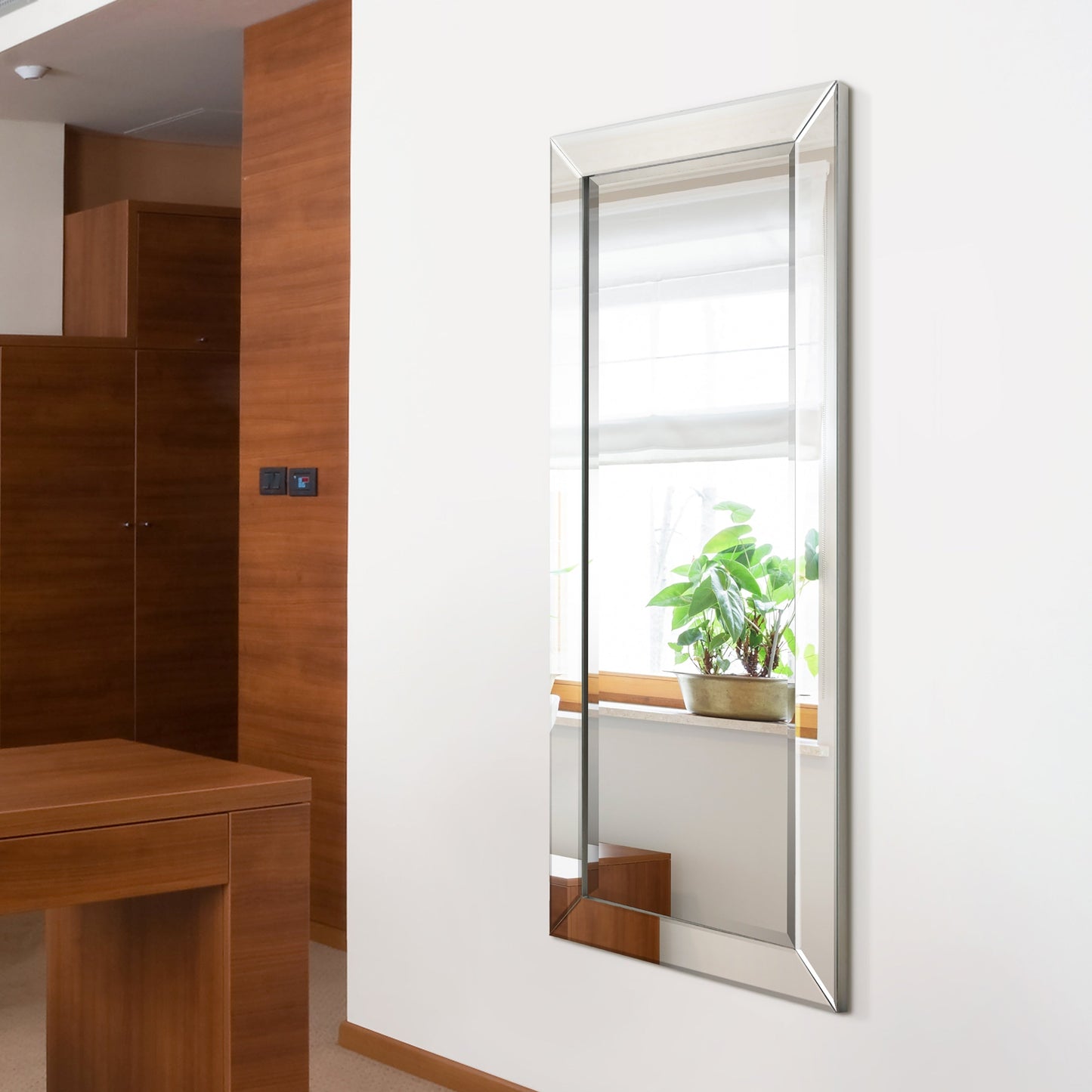 Miroir mural rectangulaire biseauté transparent HD pour salle de bain, coiffeuse et chambre à coucher, 3 tailles