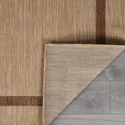 Beverly Rug Modern Bordered Indoor Outdoor Rug, Outside Carpet for Patio, Deck, Porch