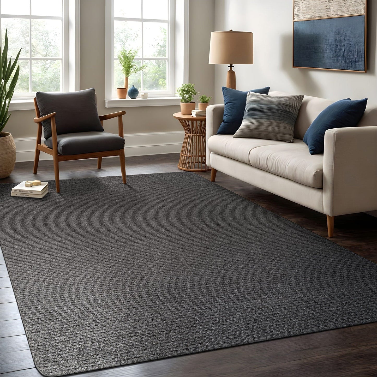 Beverly Rug Solid Color Non-Slip Rubber Back Washable Indoor Area Rug