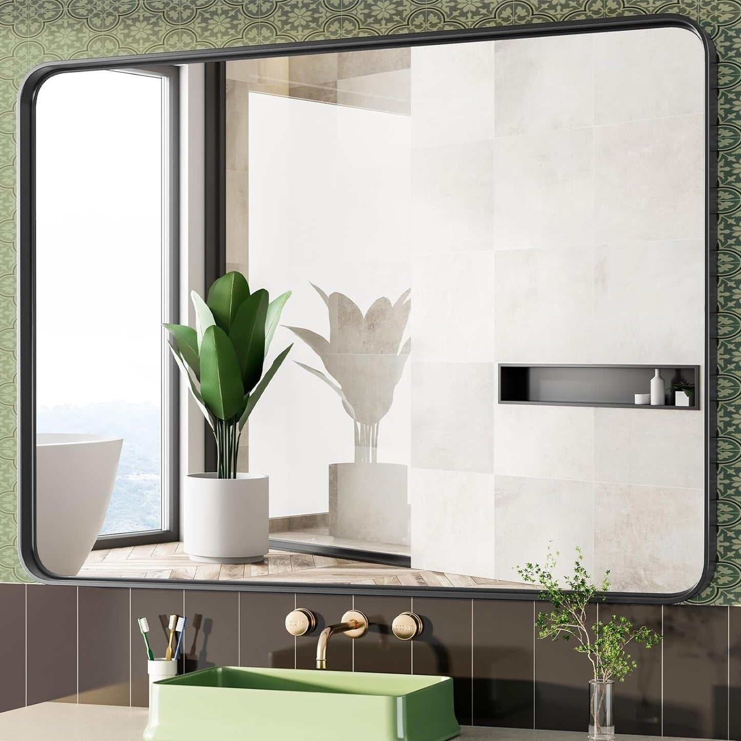 Modern Metal Frame Wall Mounted Bathroom Vanity Mirror with 5-year warranty