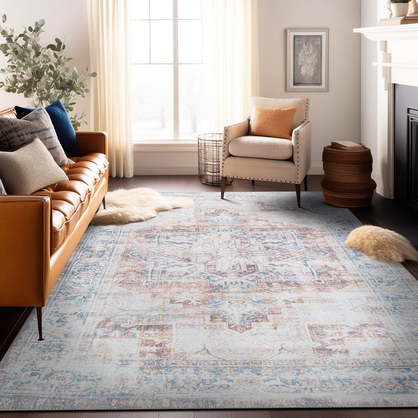 Bohemian Distressed Machine Washable Area Rug