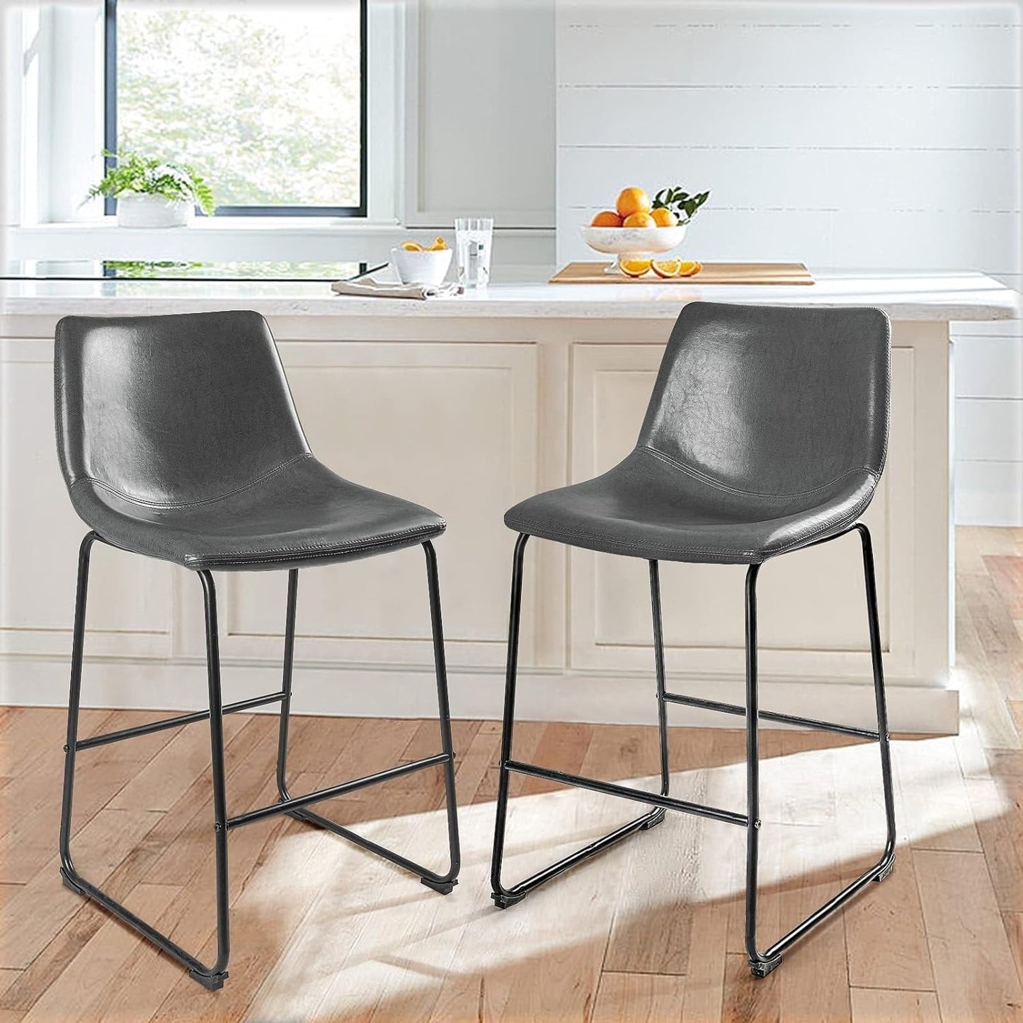 Bossin 18/26/30 inch Bar Stools,Counter Height Bar Stools with Back Modern PU Leather Stools Dining Chair with Footrest