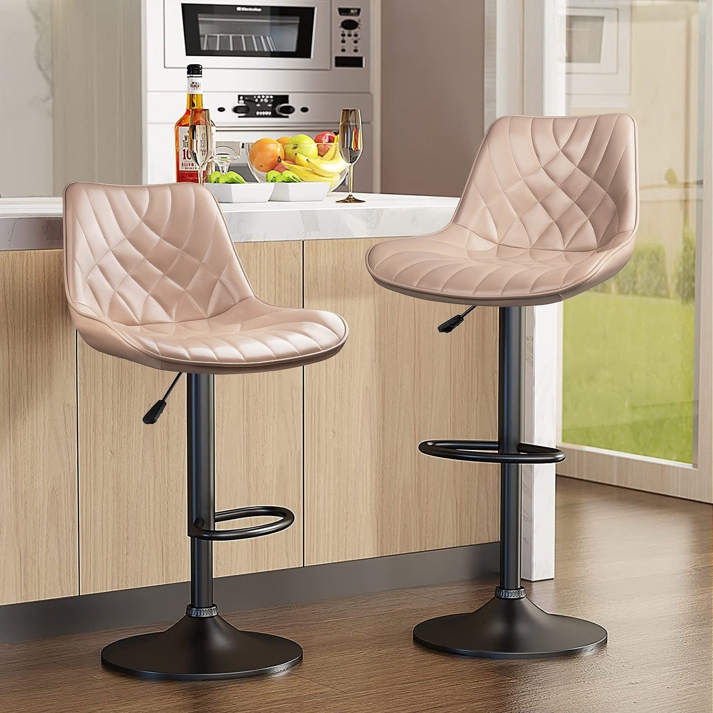 Bossin Adjustable Swivel Bar Stools with Backs – Counter Height