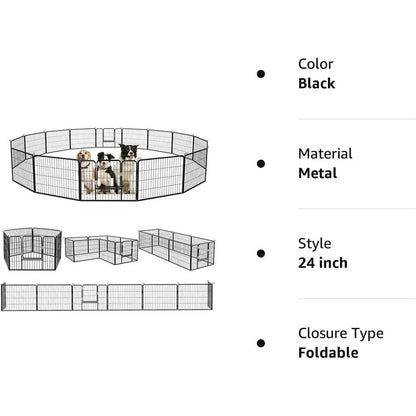 Bossin Dog Playpen Dog Kennel Pen Cage Dog Fence Exercise Pen with Doors 8/16/24 Panel