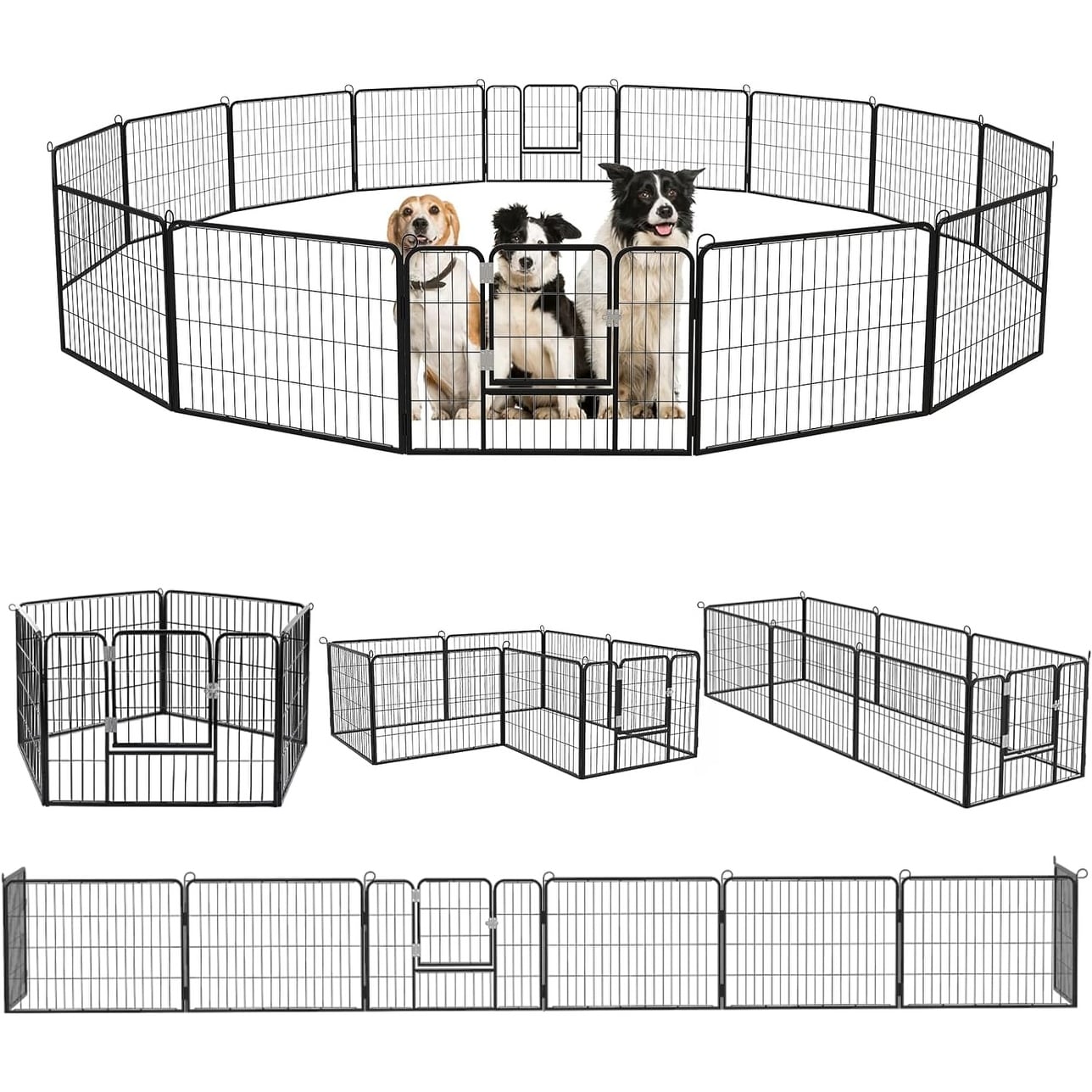 Bossin Dog Playpen Dog Kennel Pen Cage Dog Fence Exercise Pen with Doors 8/16/24 Panel