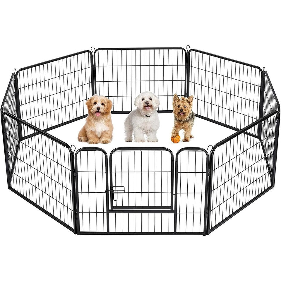 Bossin Dog Playpen Dog Kennel Pen Cage Dog Fence Exercise Pen with Doors 8/16/24 Panel