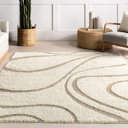 Nuloom Krista Contemporary Swirls Shag Area Rug