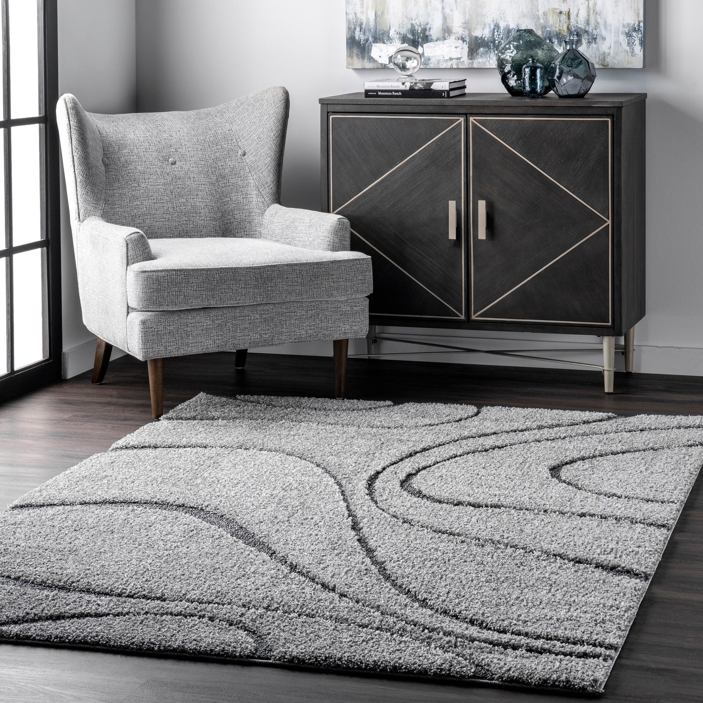 Nuloom Krista Contemporary Swirls Shag Area Rug
