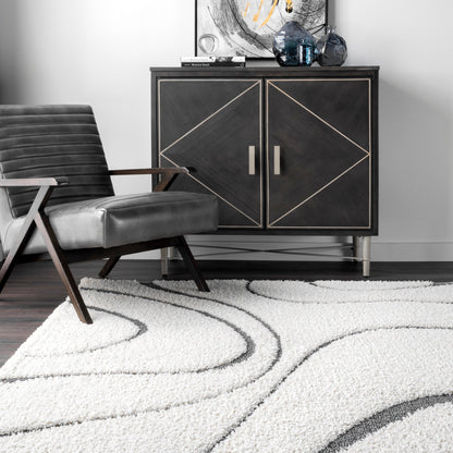 Nuloom Krista Contemporary Swirls Shag Area Rug