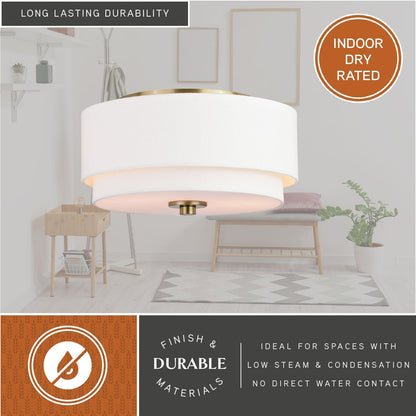 Plafonnier moderne du milieu du siècle de Burnaby avec abat-jour tambour en lin blanc