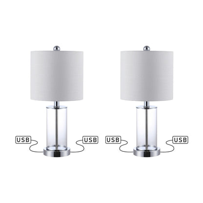 Lampe de table à LED Cabell 21 en verre, contemporaine et moderne, avec chargeur USB, bronze huilé (lot de 2) par JONATHAN Y