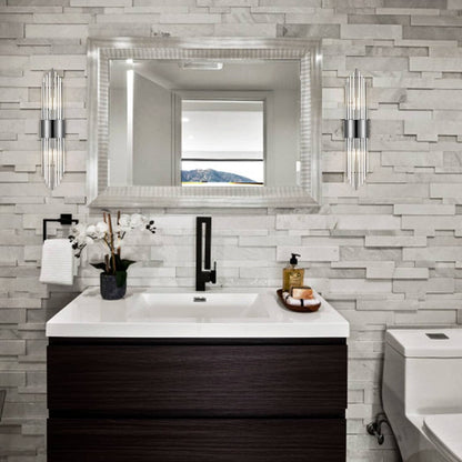 Applique murale moderne en métal Cabrera avec de belles tiges en verre transparent pour salle de bain, lot de 2