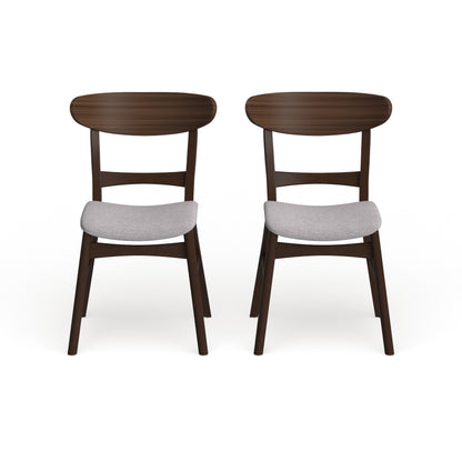 Chaise de salle à manger Abrielle en bois d'hévéa rembourrée de style milieu de siècle (lot de 2) par Christopher Knight Home