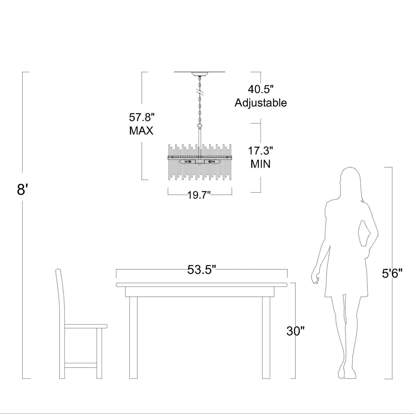 Lustre Casandra 5 lumières en bronze brillant avec barres en verre transparent - Bronze brillant