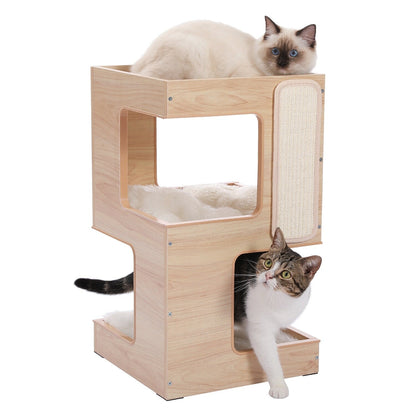 Niche pour chat, lit pour chat, arbre à chat avec griffoir et tapis amovibles