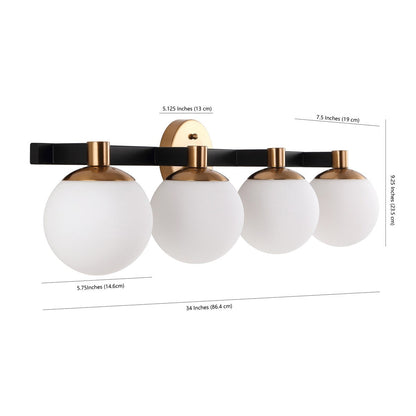 Cecil Globe Metal/Frosted Glass Modern Contemporary LED Vanity, by JONATHAN Y