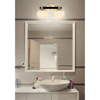 Cecil Globe Metal/Frosted Glass Modern Contemporary LED Vanity, by JONATHAN Y