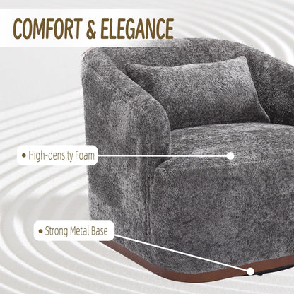 Chenille Swivel Barrel Chair, 360-Degree Comfy Accent Sofa for Living Room, Bedroom, and Study with Removable Cushion