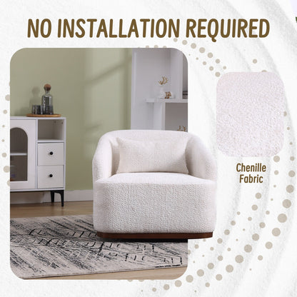 Chenille Swivel Barrel Chair, 360-Degree Comfy Accent Sofa for Living Room, Bedroom, and Study with Removable Cushion
