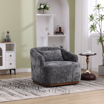 Chenille Swivel Barrel Chair, 360-Degree Comfy Accent Sofa for Living Room, Bedroom, and Study with Removable Cushion
