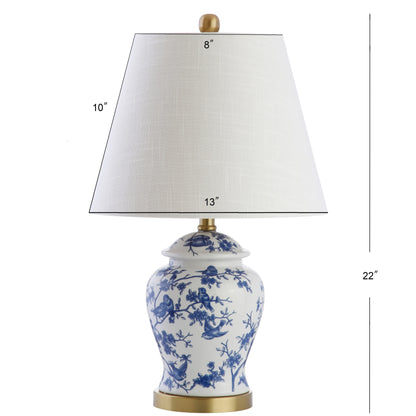 Lampe de table Choi 22 Chinoiserie, bleu/blanc (lot de 2) par JONATHAN Y