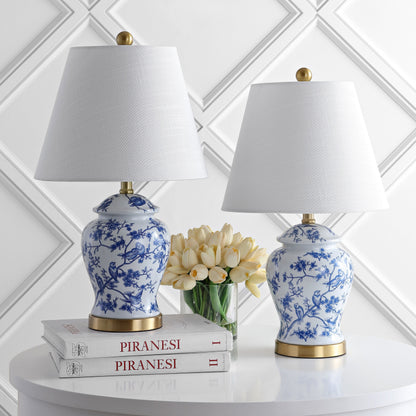Lampe de table Choi 22 Chinoiserie, bleu/blanc (lot de 2) par JONATHAN Y