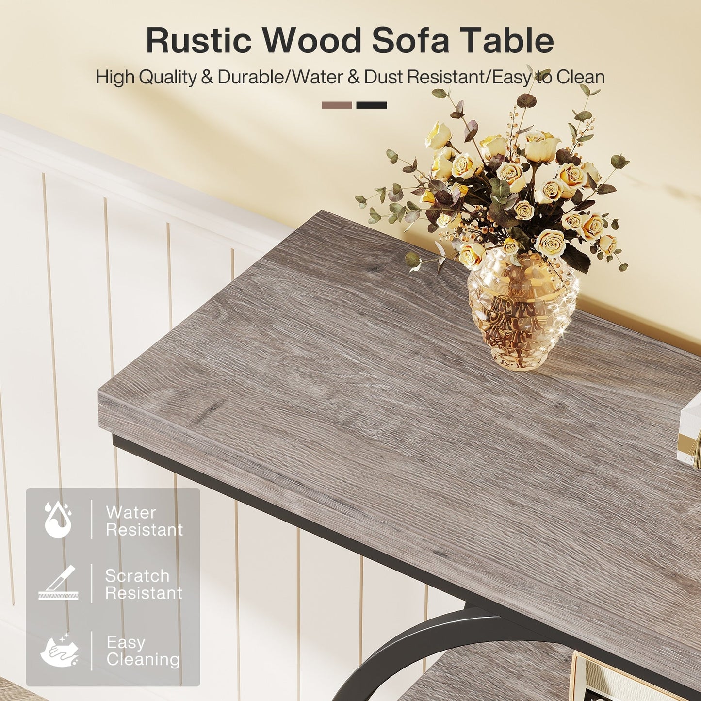 Console d'entrée, table de canapé industrielle à 4 niveaux derrière le canapé