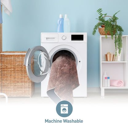 Contemporary Distressed Stripe Machine Washable Area Rug