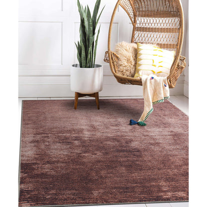 Contemporary Distressed Stripe Machine Washable Area Rug