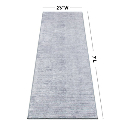 Contemporary Distressed Stripe Machine Washable Area Rug