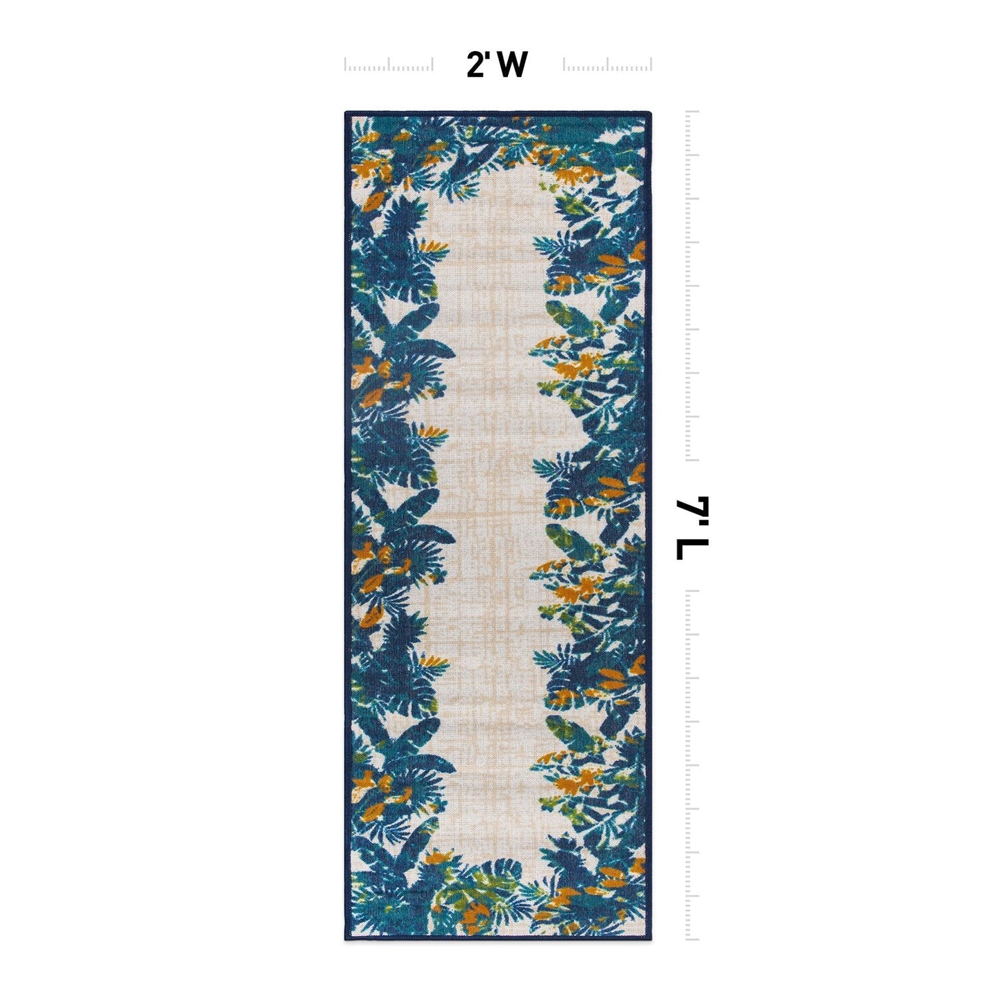 Contemporary Floral Border Indoor/Outdoor Area Rug