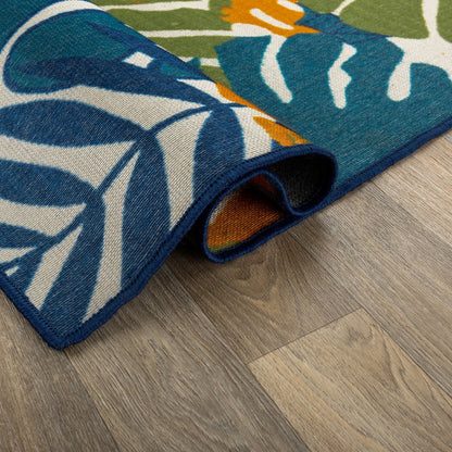 Contemporary Floral Border Indoor/Outdoor Area Rug