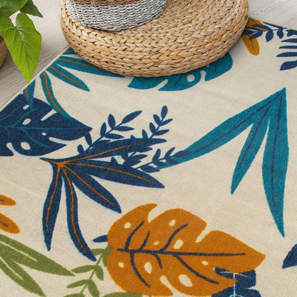 Contemporary Floral Leaves Indoor/Outdoor Area Rug