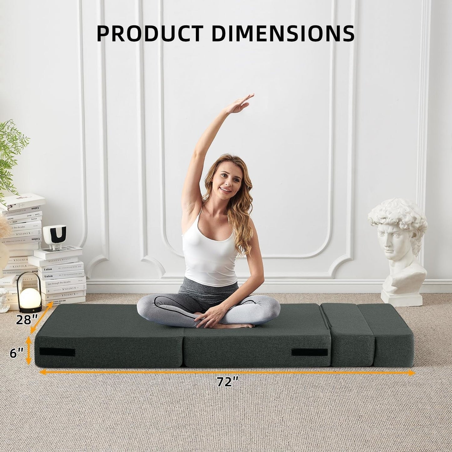 Convertible Folding Sofa Bed - Modern Linen Sleeper Chair with Pillow & Foldable Mattress for Living Room/Dorm/Guest