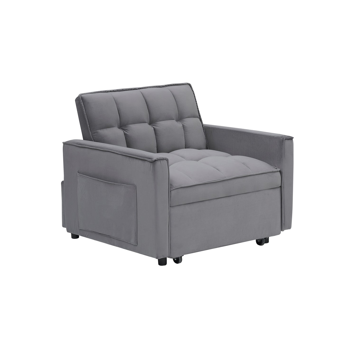 Convertible Sofa Bed with Adjustable Back and Wheel