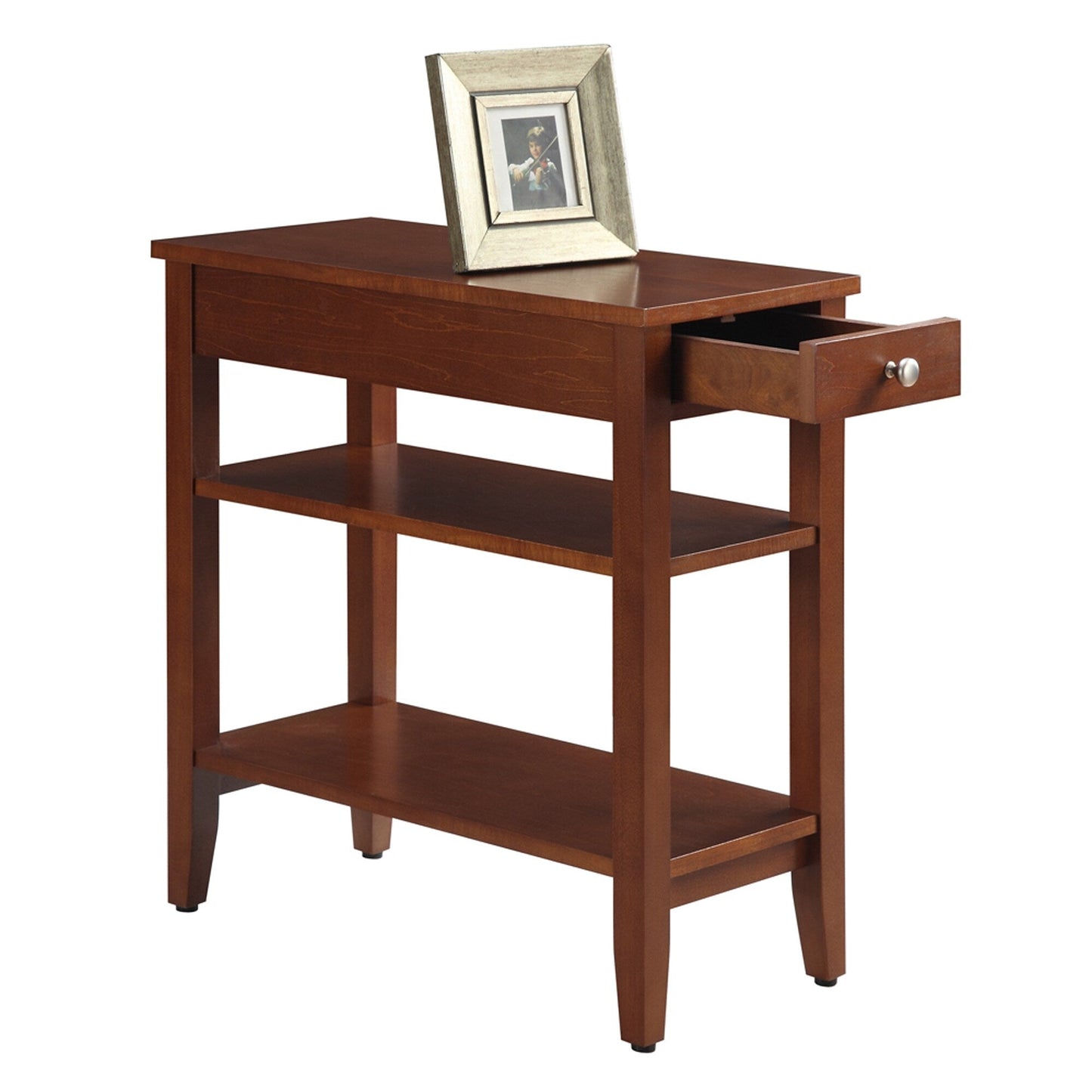 Convenience Concepts American Heritage 1 Drawer Chairside End Table with Shelves