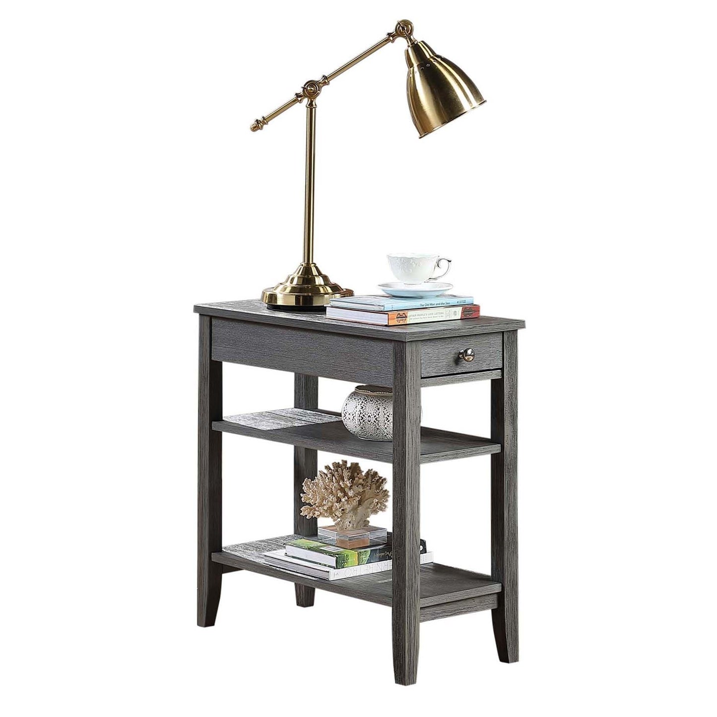 Convenience Concepts American Heritage 1 Drawer Chairside End Table with Shelves