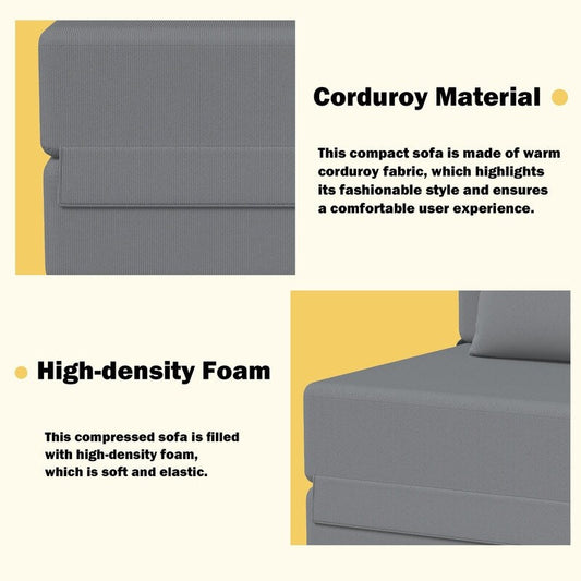 Corduroy Compression Convertible Folding Sectional Sofa