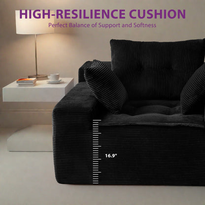 Corduroy Upholstered Memory Foam Sofa With Ottoman Upholstered Bean Bag Couch - 48.4Lx67.7Wx24.4H