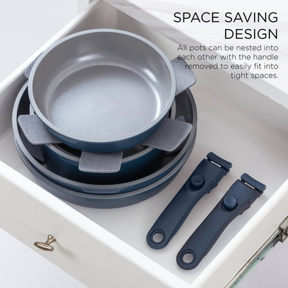 Batterie de cuisine Country Kitchen 16 pièces pour camping-car, en céramique avec poignée amovible, compatible avec le four