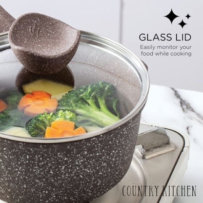 Country Kitchen Non-Stick Cast Aluminum Cookware Set - Durable Kitchen Cookware for Everyday Cooking, 6-11 Pc