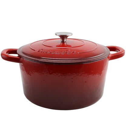 Cocotte ronde en fonte à double poignée Craftsman de 7 litres, couleur rouge poivre